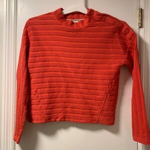 Maeve by Anthropologie Wren Ribbed Snap Shoulder Mock Neck Top